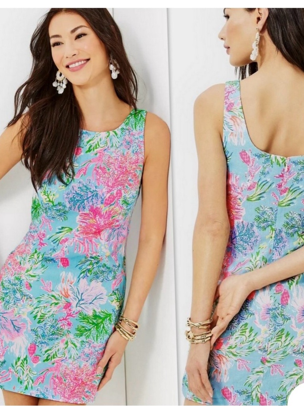 Lilly Pulitzer Linen Dress Maurina Shift Cay To My Heart 6 EUC